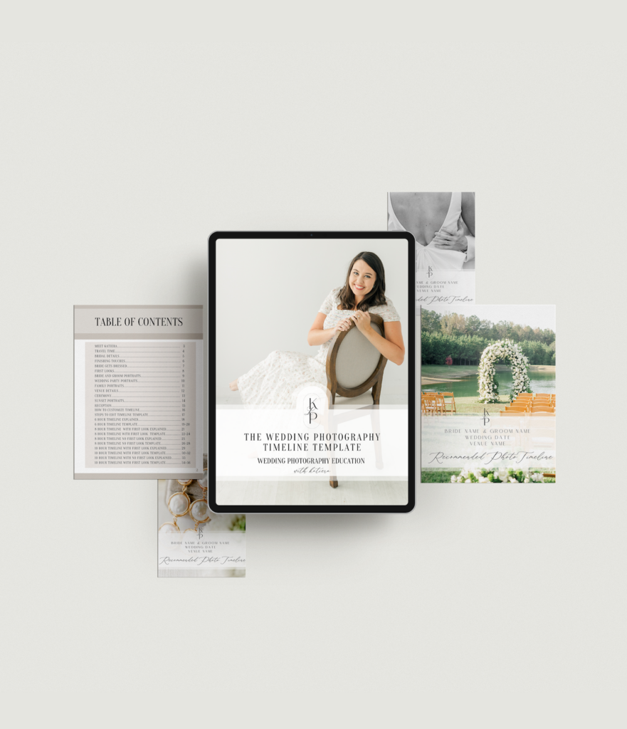 Mockup of the wedding photography timeline template