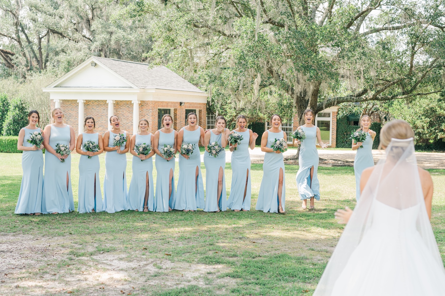 bridesmaids reaction to a bride during their first look